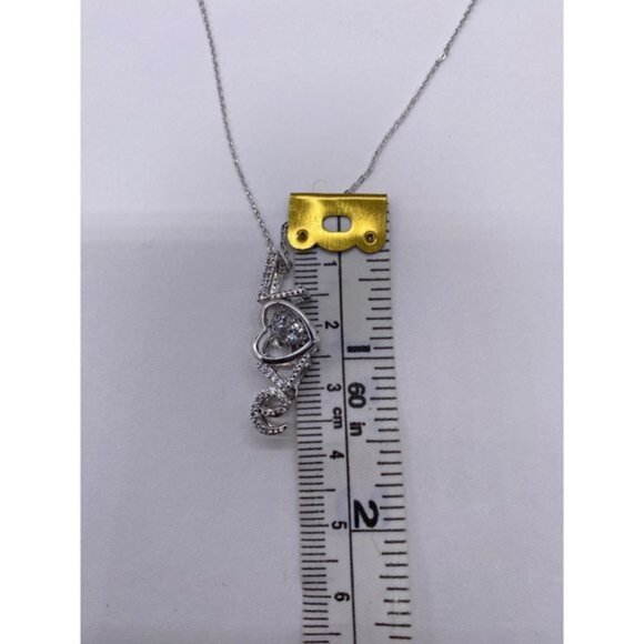 Women’s Love Cubic Zircon Necklace Sliver Tone - Picture 3 of 14